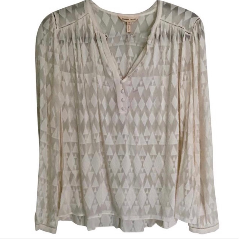 Rebecca Taylor off white chiffon textured blouse